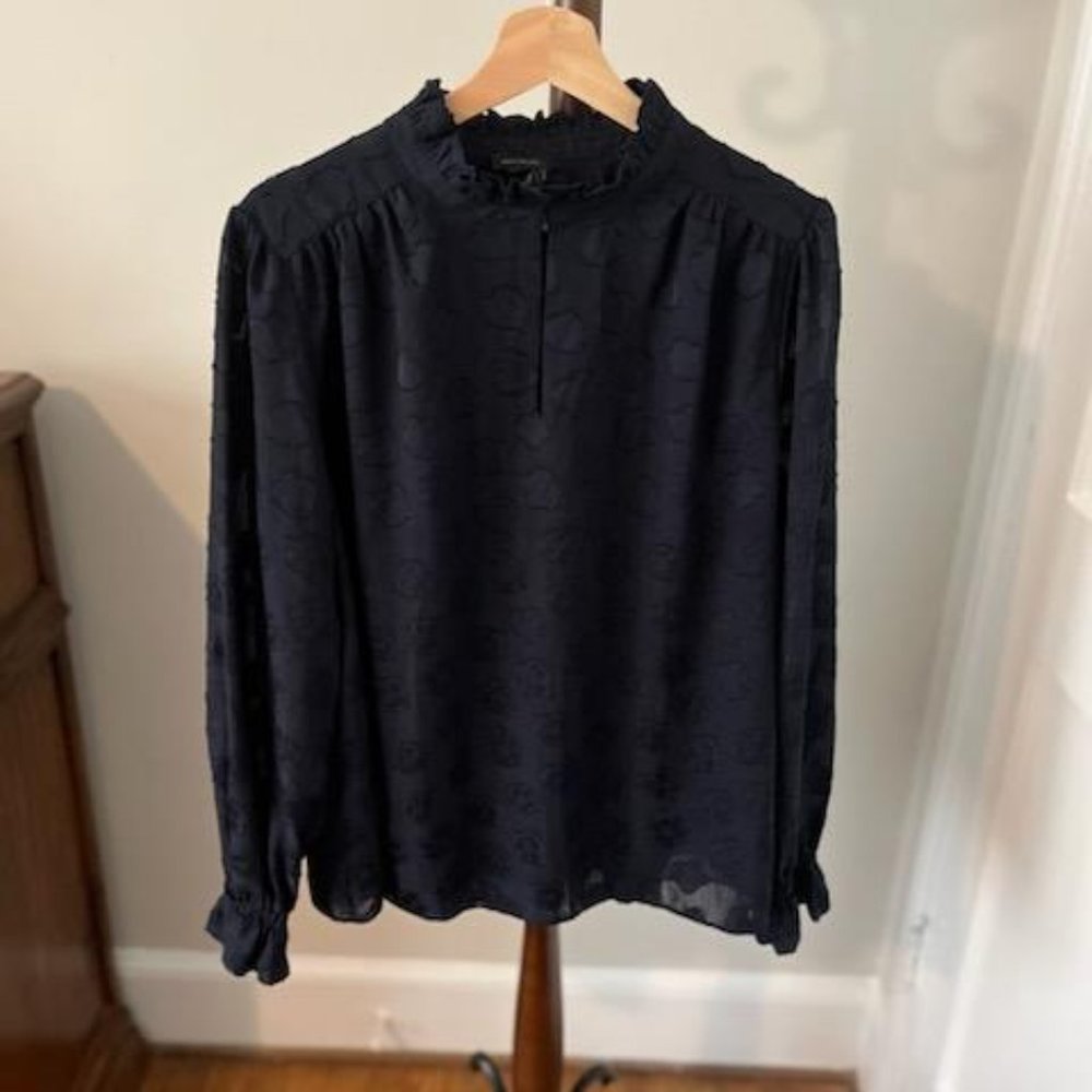 NEW: Ann Taylor Dark Blue Long Sleeve Blouse